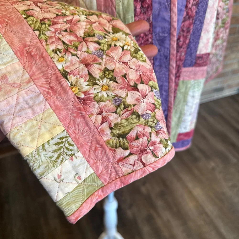 Pink and Purple Quilted Floral Jacket M/L - Picture 5 of 8